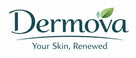Dermova logo with text 'Your Skin, Renewed' on a white background